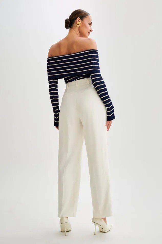 Women Meshki Bottoms Amelie Suiting Straight Leg Pants 8211 Ivory