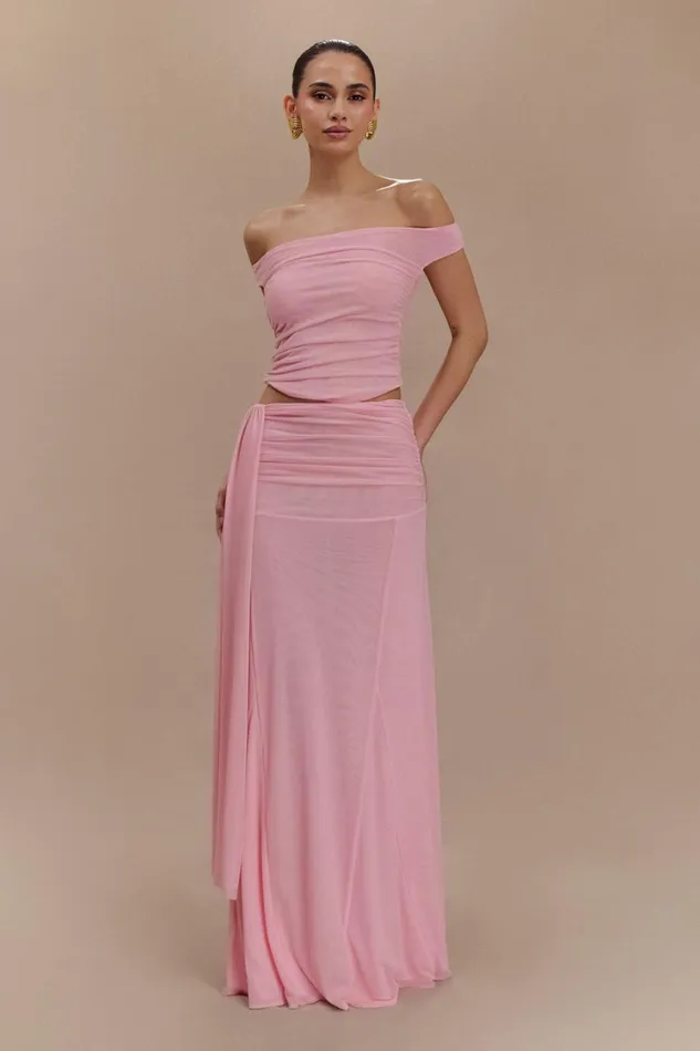 Women Meshki Bottoms Arna Mesh Maxi Skirt 8211 Candy Pink