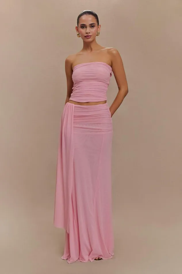 Women Meshki Bottoms Arna Mesh Maxi Skirt 8211 Candy Pink