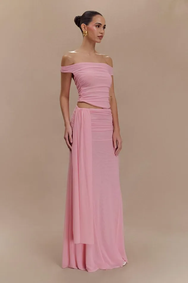 Women Meshki Bottoms Arna Mesh Maxi Skirt 8211 Candy Pink