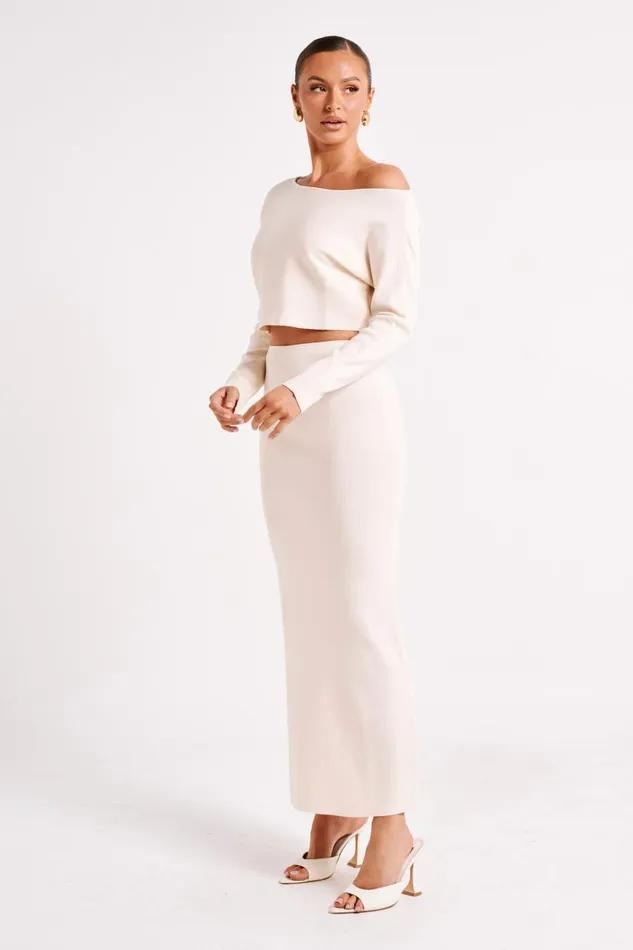 Women Meshki Bottoms Avani Mid Rise Knit Maxi Skirt 8211 Ivory