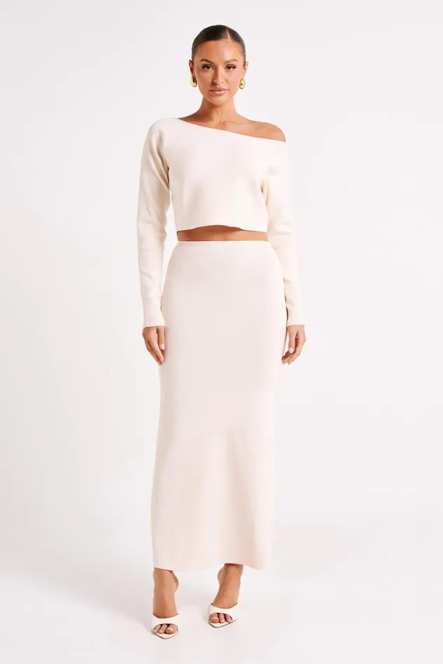 Women Meshki Bottoms Avani Mid Rise Knit Maxi Skirt 8211 Ivory