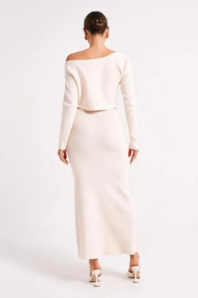 Women Meshki Bottoms Avani Mid Rise Knit Maxi Skirt 8211 Ivory