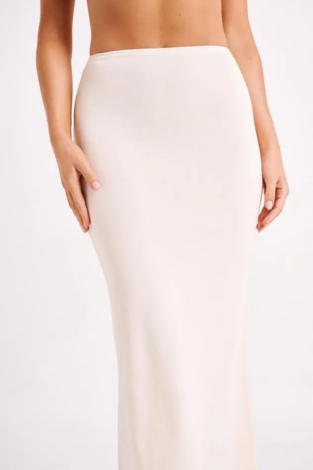 Women Meshki Bottoms Avani Mid Rise Knit Maxi Skirt 8211 Ivory