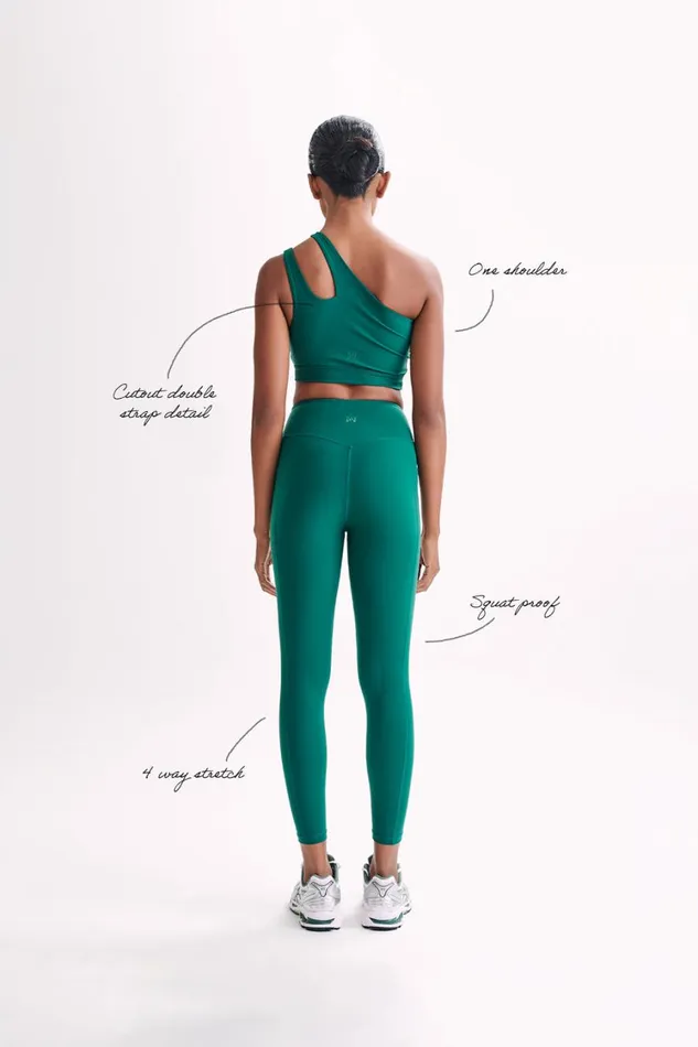 Women Meshki Bottoms Briar V Back Leggings With Pockets 8211 Green