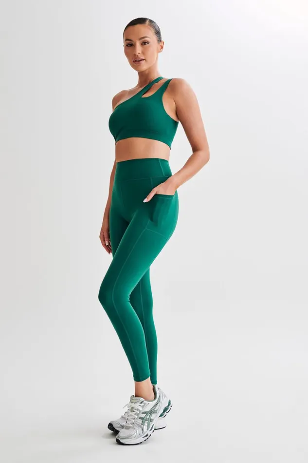 Women Meshki Bottoms Briar V Back Leggings With Pockets 8211 Green
