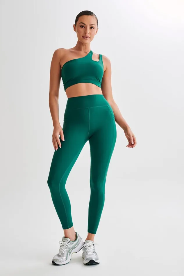 Women Meshki Bottoms Briar V Back Leggings With Pockets 8211 Green