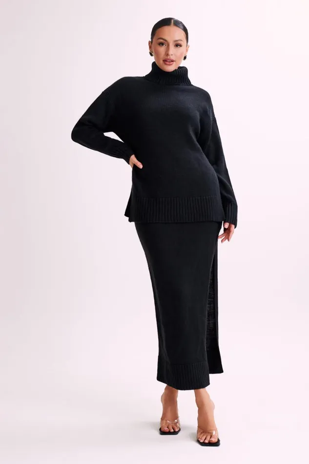 Women Meshki Bottoms Brittany Knit Midi Skirt 8211 Black
