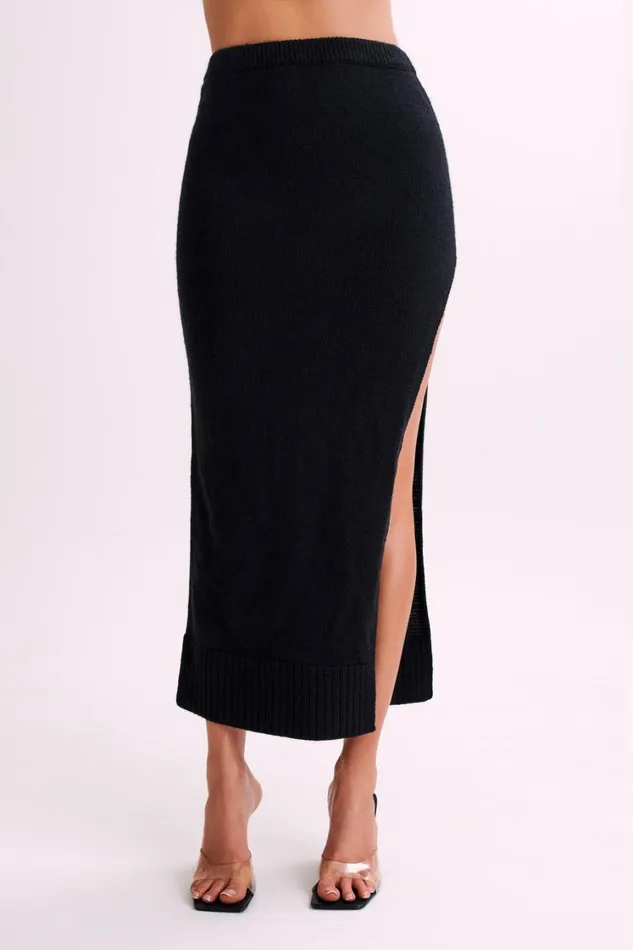 Women Meshki Bottoms Brittany Knit Midi Skirt 8211 Black