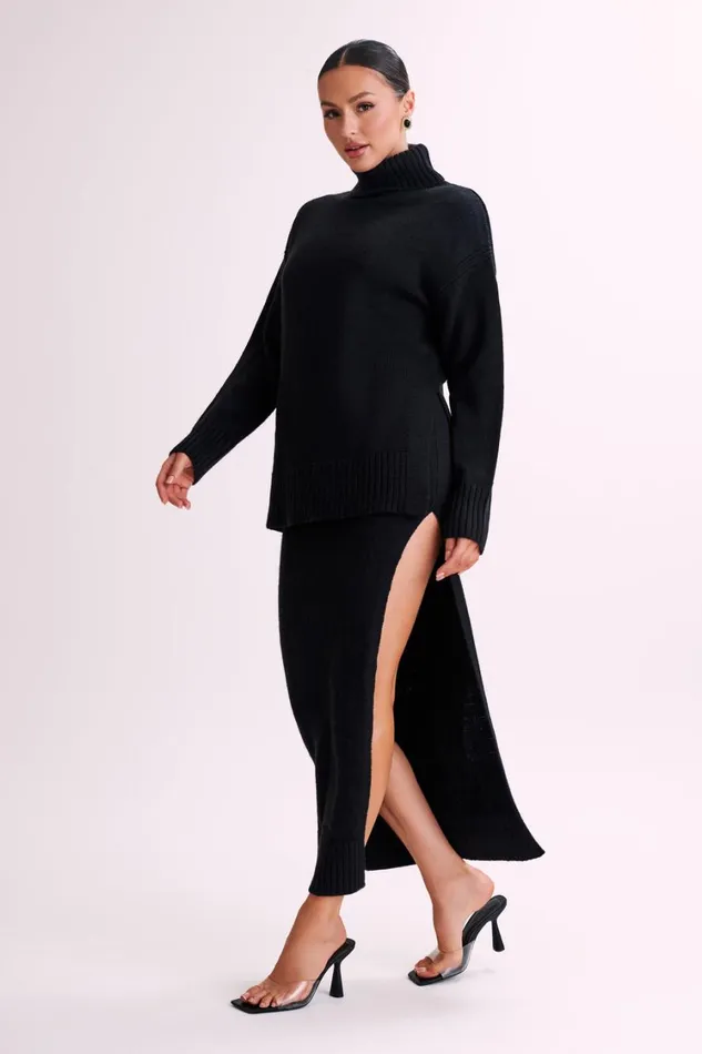Women Meshki Bottoms Brittany Knit Midi Skirt 8211 Black