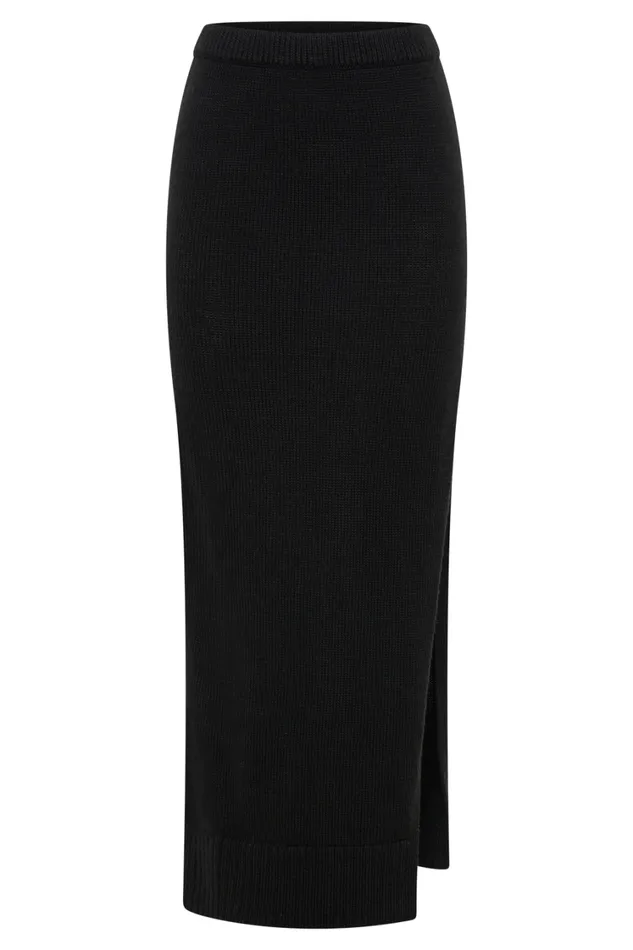 Women Meshki Bottoms Brittany Knit Midi Skirt 8211 Black