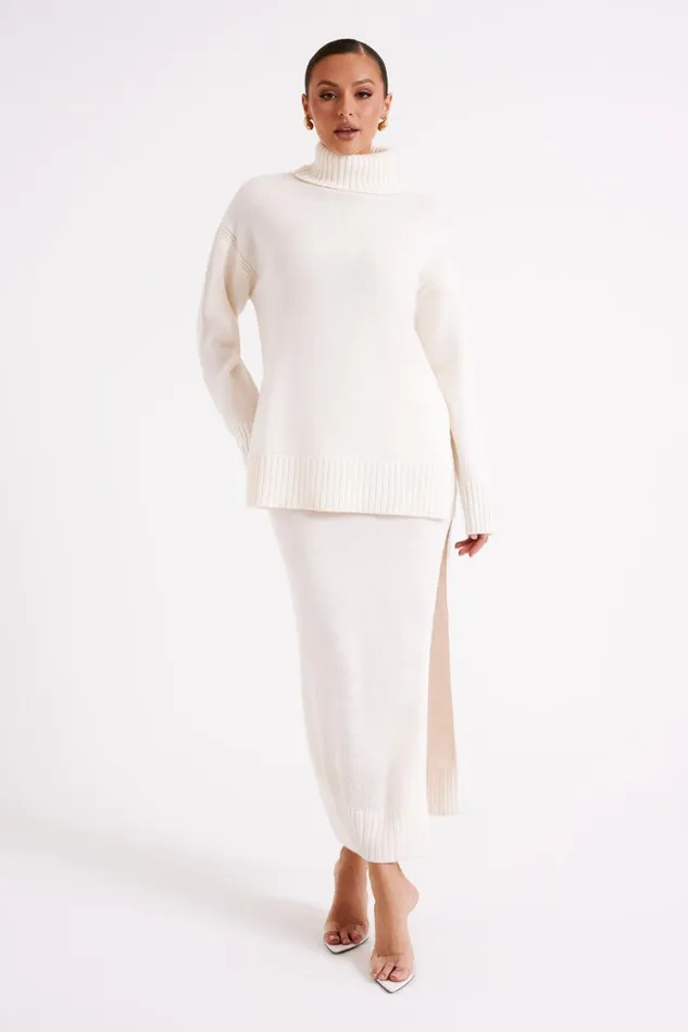 Women Meshki Bottoms Brittany Knit Midi Skirt 8211 Ivory