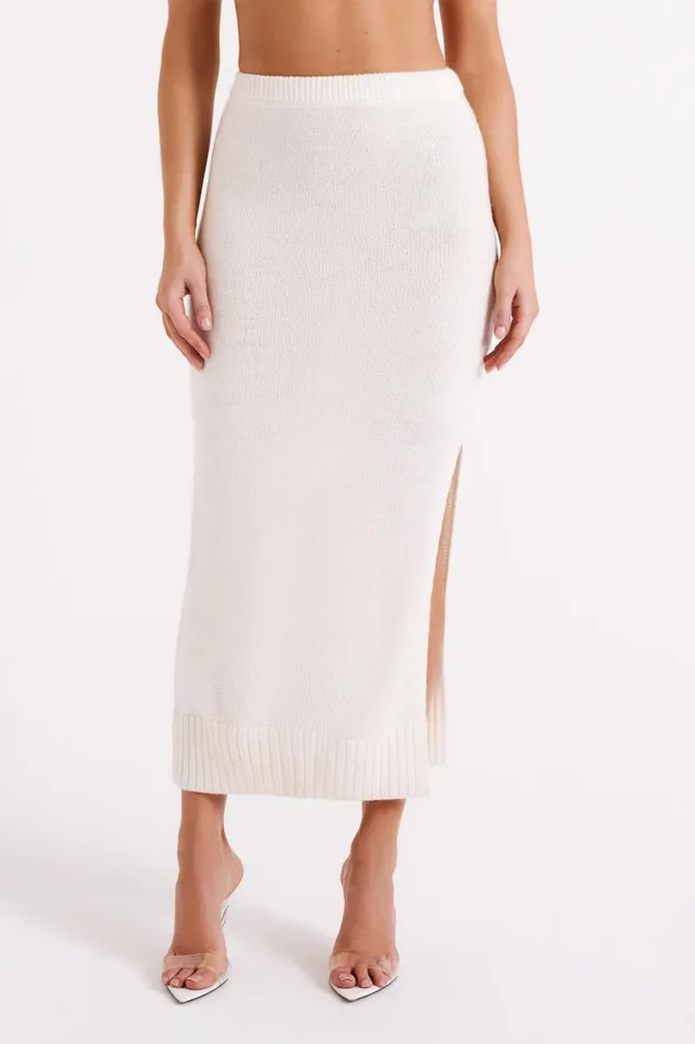 Women Meshki Bottoms Brittany Knit Midi Skirt 8211 Ivory