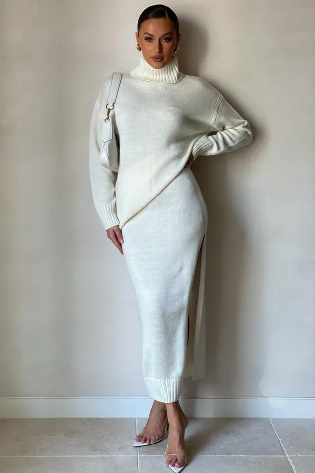 Women Meshki Bottoms Brittany Knit Midi Skirt 8211 Ivory