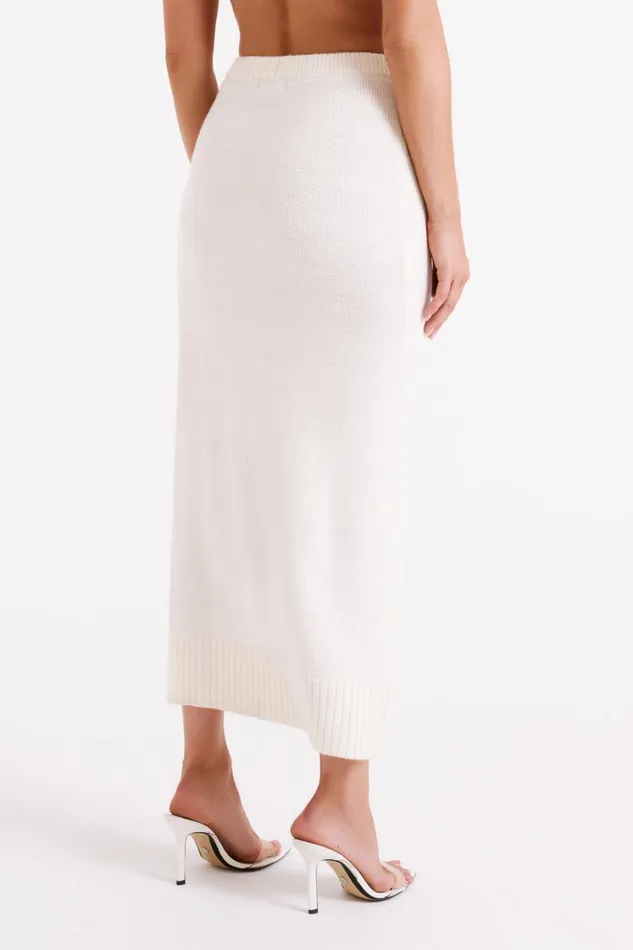 Women Meshki Bottoms Brittany Knit Midi Skirt 8211 Ivory