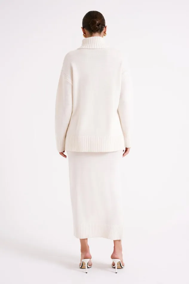 Women Meshki Bottoms Brittany Knit Midi Skirt 8211 Ivory