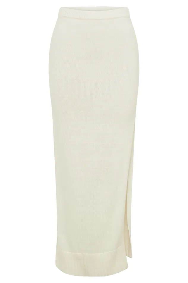 Women Meshki Bottoms Brittany Knit Midi Skirt 8211 Ivory
