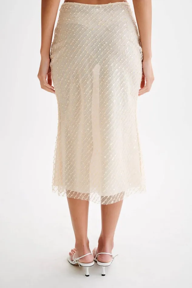 Women Meshki Bottoms Brynne Sequin Midi Skirt 8211 Buttercream