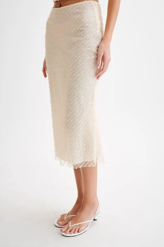 Women Meshki Bottoms Brynne Sequin Midi Skirt 8211 Buttercream