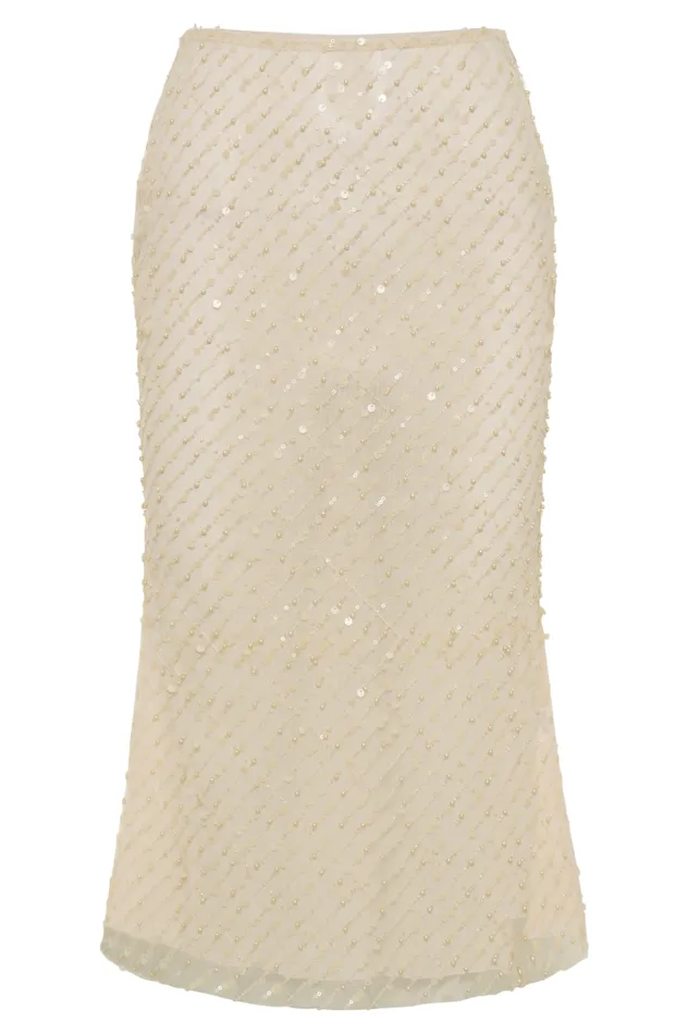 Women Meshki Bottoms Brynne Sequin Midi Skirt 8211 Buttercream