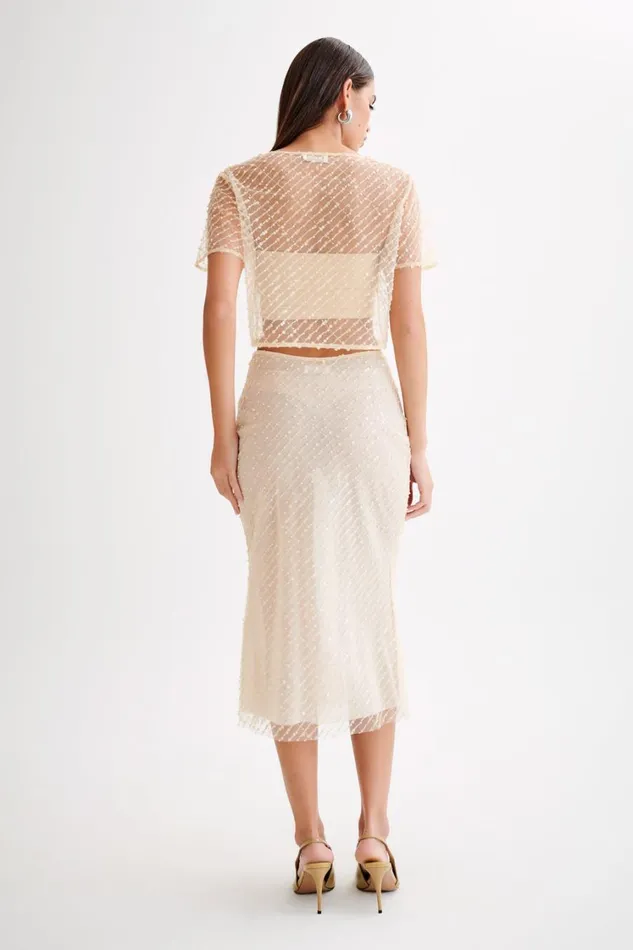 Women Meshki Bottoms Brynne Sequin Midi Skirt 8211 Buttercream