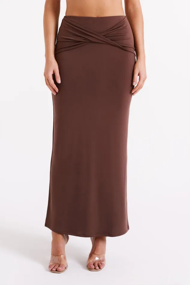 Women Meshki Bottoms Ceri Maxi Twist Skirt 8211 Mocha