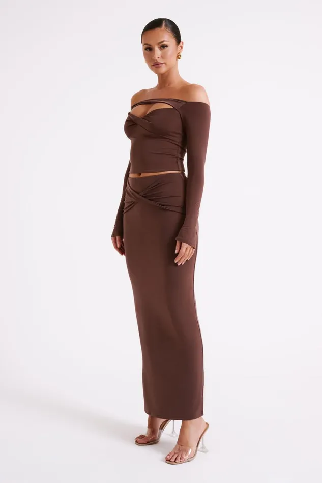 Women Meshki Bottoms Ceri Maxi Twist Skirt 8211 Mocha