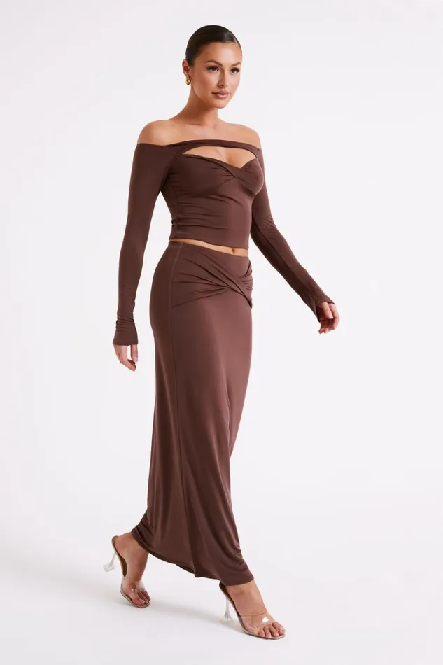 Women Meshki Bottoms Ceri Maxi Twist Skirt 8211 Mocha