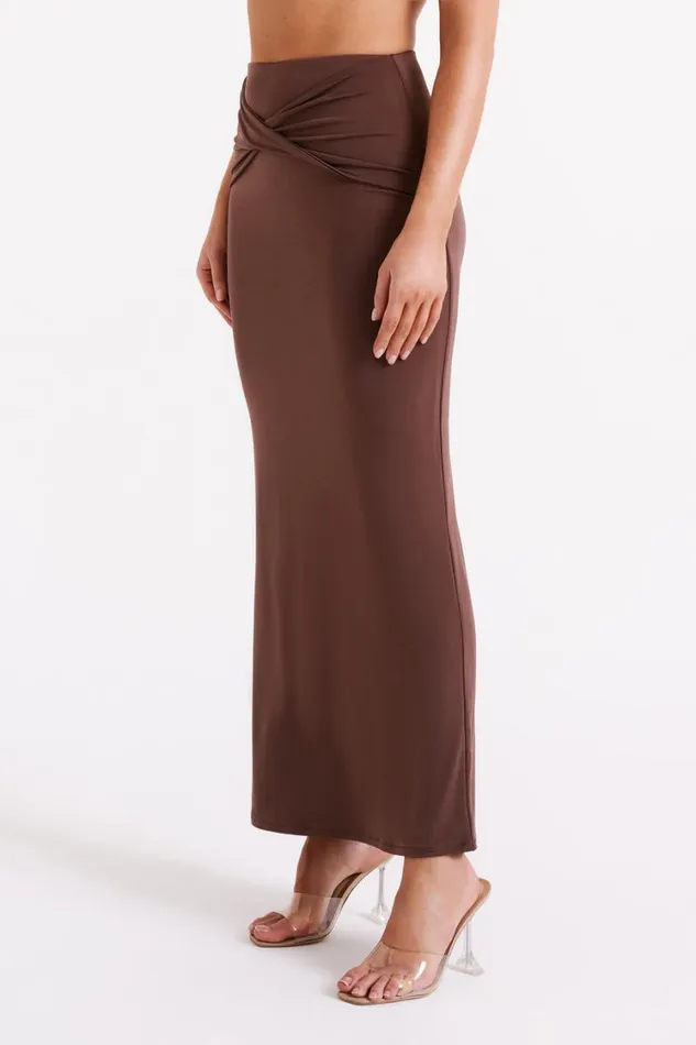 Women Meshki Bottoms Ceri Maxi Twist Skirt 8211 Mocha