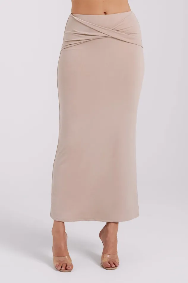 Women Meshki Bottoms Ceri Maxi Twist Skirt 8211 Taupe