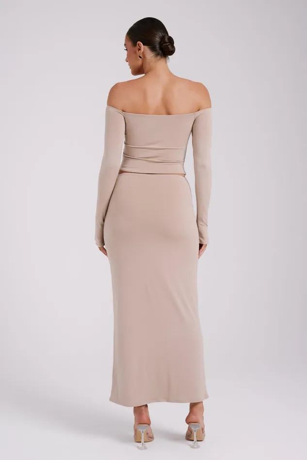 Women Meshki Bottoms Ceri Maxi Twist Skirt 8211 Taupe
