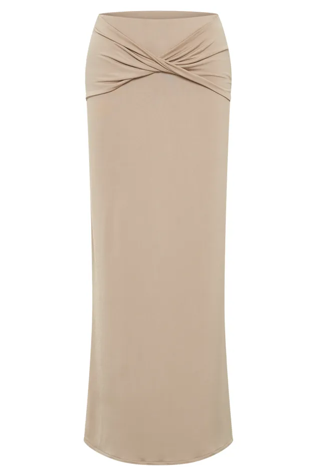 Women Meshki Bottoms Ceri Maxi Twist Skirt 8211 Taupe