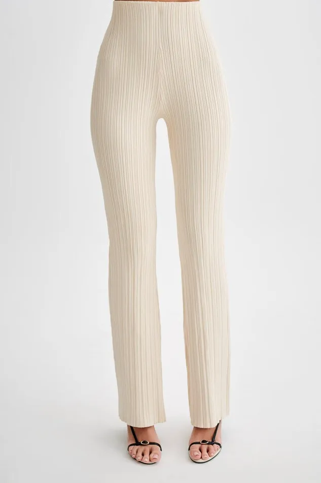 Women Meshki Bottoms Chiara Straight Leg Rib Knit Pant 8211 Cream