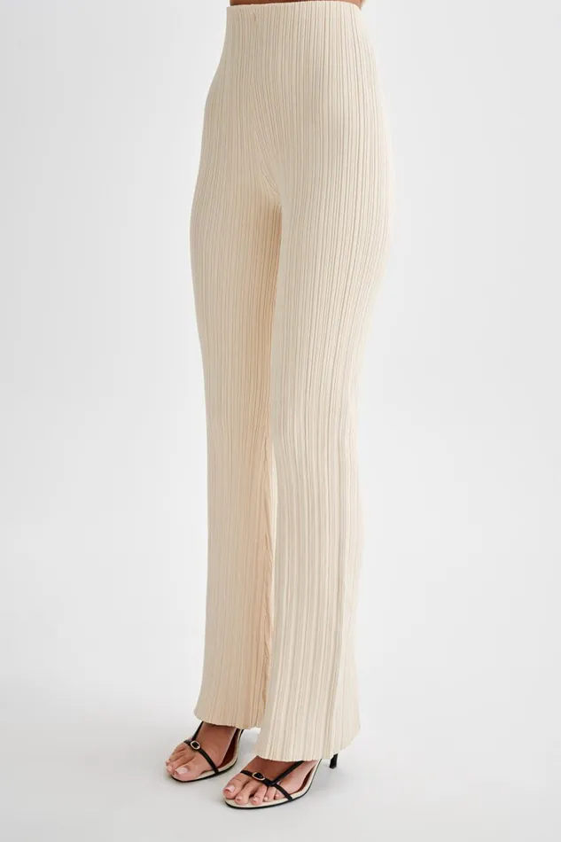 Women Meshki Bottoms Chiara Straight Leg Rib Knit Pant 8211 Cream