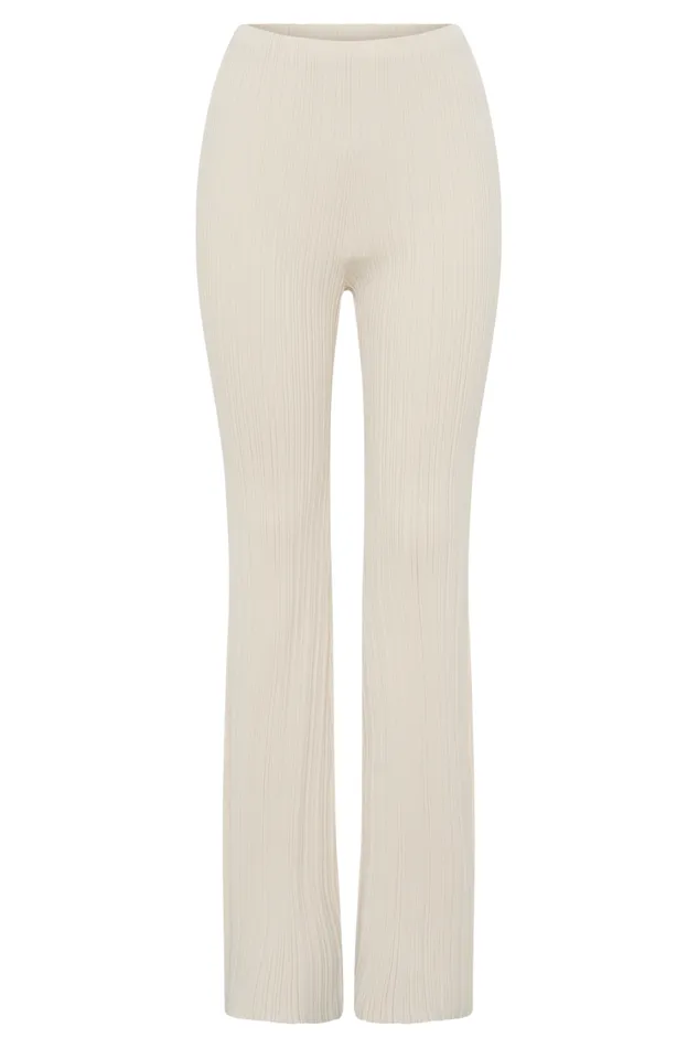 Women Meshki Bottoms Chiara Straight Leg Rib Knit Pant 8211 Cream
