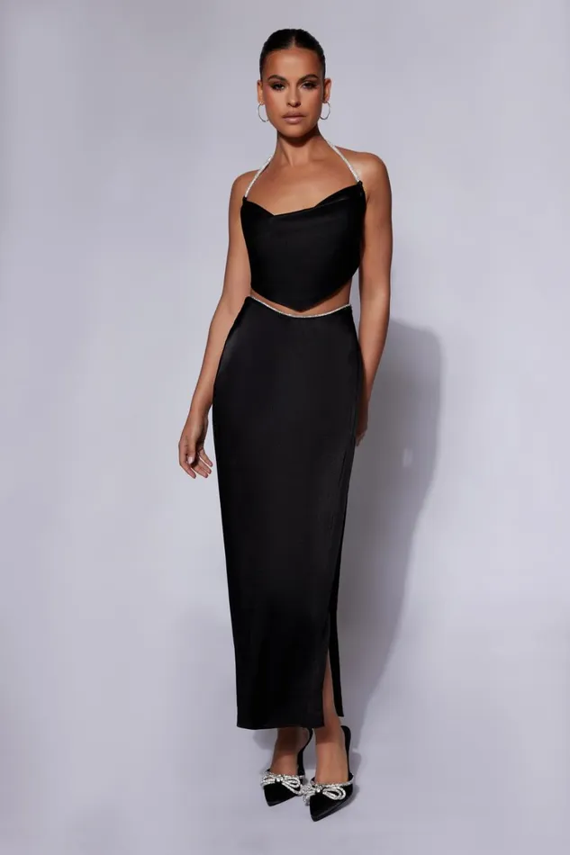 Women Meshki Bottoms Christie Diamante Rope Maxi Skirt 8211 Black Women Meshki Bottoms Christie Diamante Rope Maxi Skirt 8211 Black