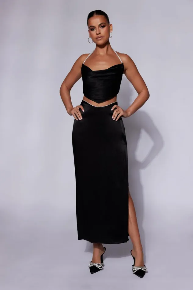 Women Meshki Bottoms Christie Diamante Rope Maxi Skirt 8211 Black Women Meshki Bottoms Christie Diamante Rope Maxi Skirt 8211 Black