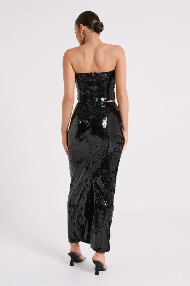 Women Meshki Bottoms Cosette Sequin Maxi Skirt 8211 Black