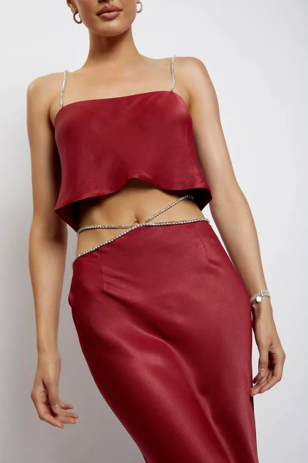 Women Meshki Bottoms Dayana Diamante Maxi Skirt 8211 Wine Women Meshki Bottoms Dayana Diamante Maxi Skirt 8211 Wine