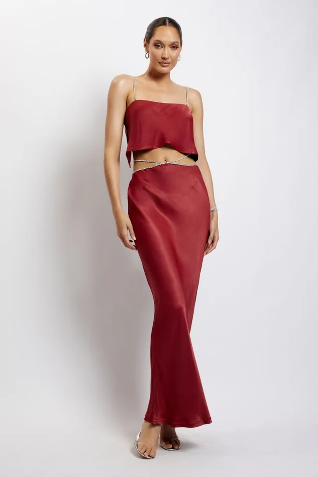 Women Meshki Bottoms Dayana Diamante Maxi Skirt 8211 Wine Women Meshki Bottoms Dayana Diamante Maxi Skirt 8211 Wine