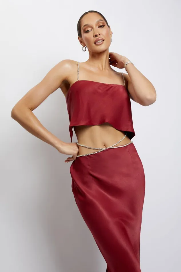 Women Meshki Bottoms Dayana Diamante Maxi Skirt 8211 Wine Women Meshki Bottoms Dayana Diamante Maxi Skirt 8211 Wine
