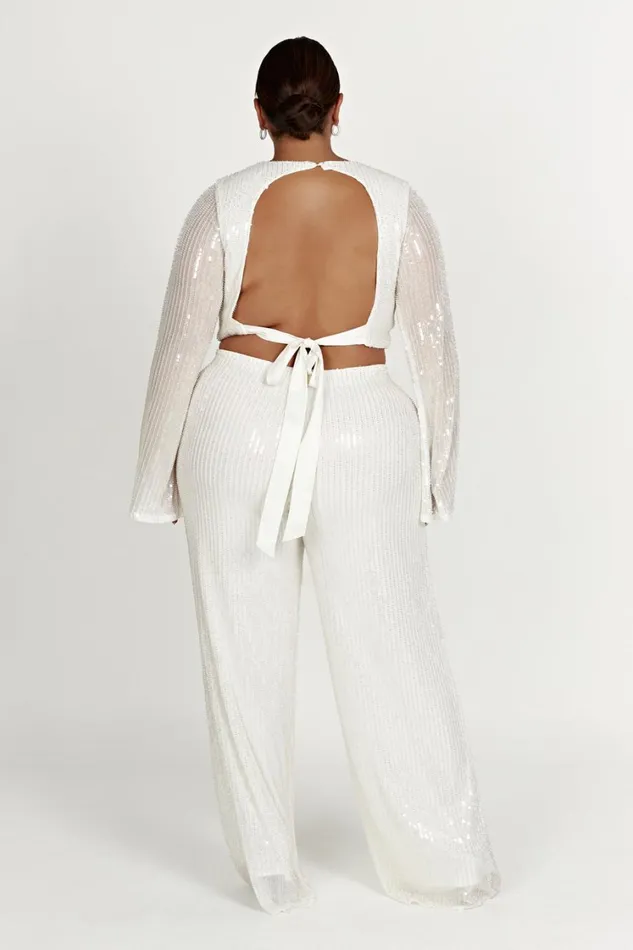 Women Meshki Bottoms Diaz Sequin Pants 8211 White
