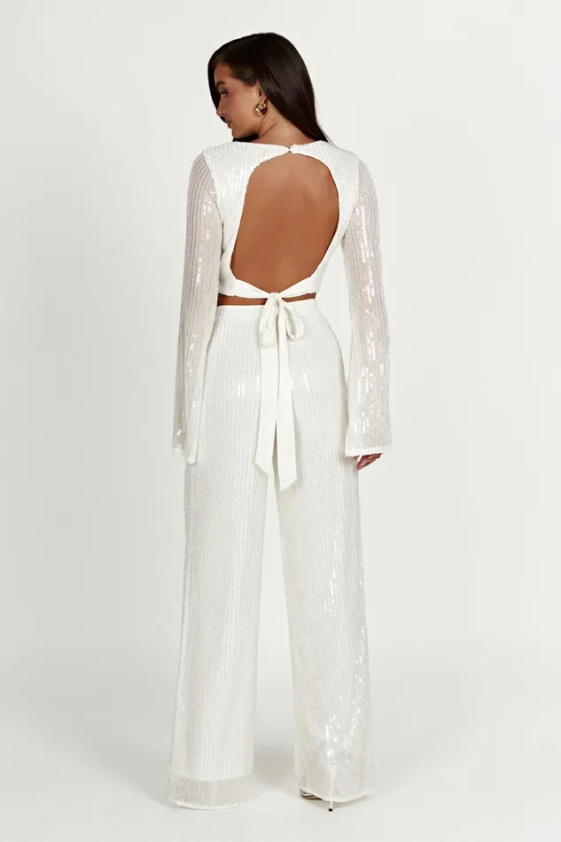 Women Meshki Bottoms Diaz Sequin Pants 8211 White