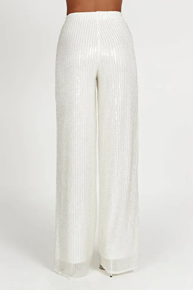 Women Meshki Bottoms Diaz Sequin Pants 8211 White