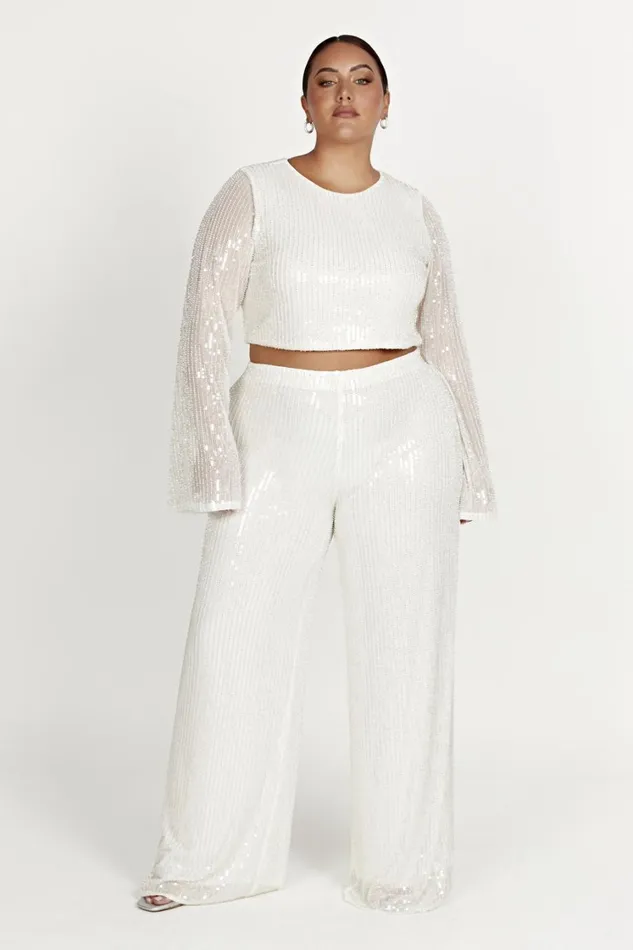 Women Meshki Bottoms Diaz Sequin Pants 8211 White