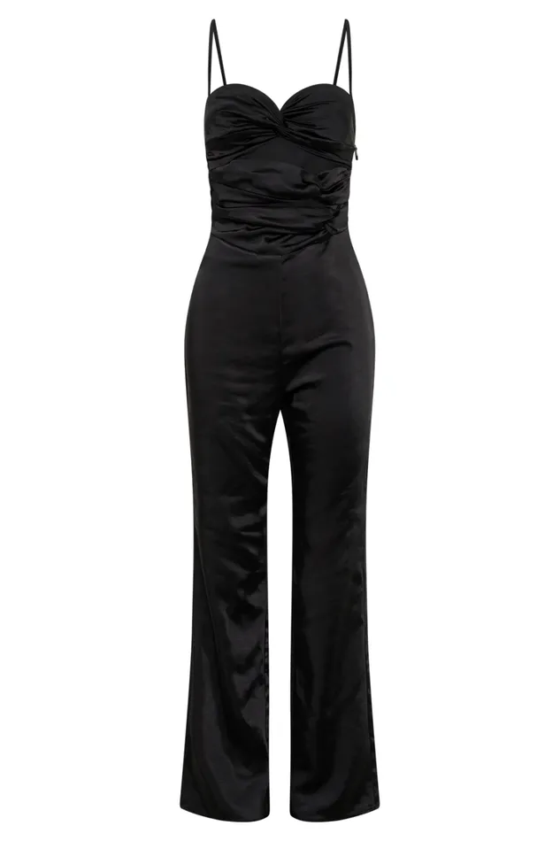 Women Meshki Bottoms Elina Twist Satin Jumpsuit 8211 Black