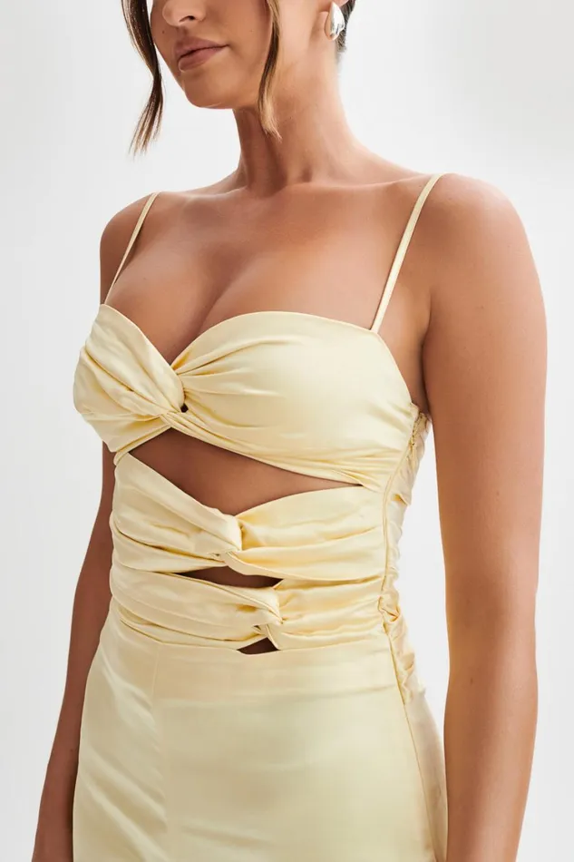 Women Meshki Bottoms Elina Twist Satin Jumpsuit 8211 Butter
