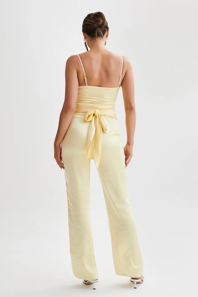 Women Meshki Bottoms Elina Twist Satin Jumpsuit 8211 Butter