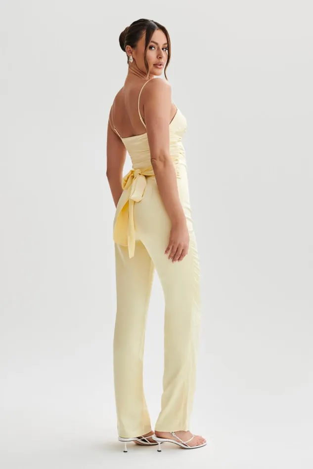 Women Meshki Bottoms Elina Twist Satin Jumpsuit 8211 Butter