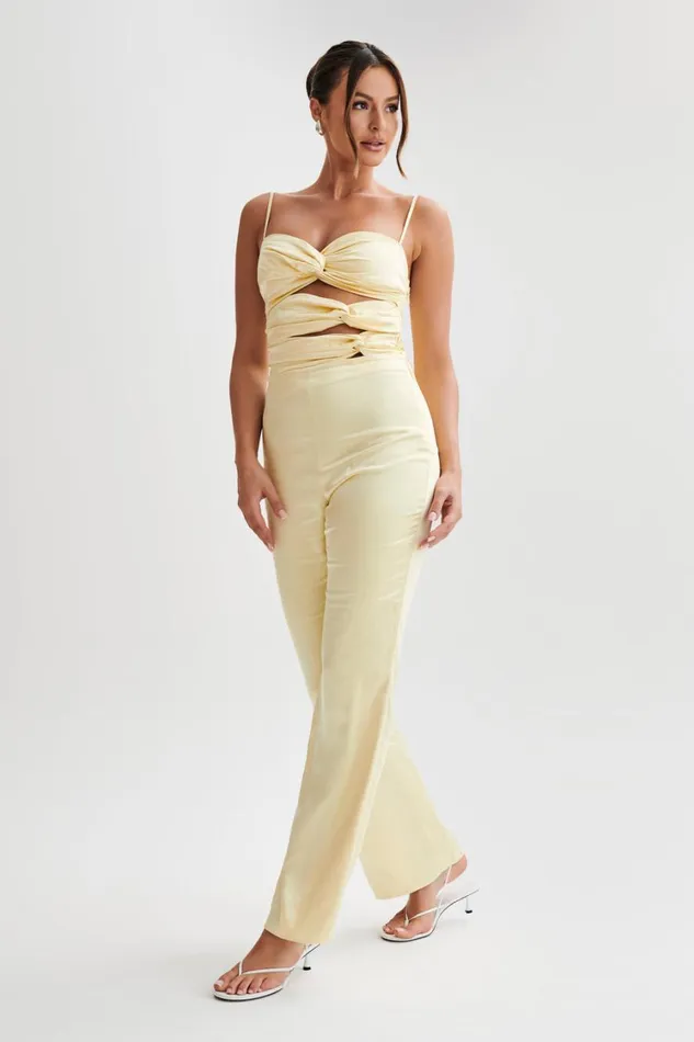 Women Meshki Bottoms Elina Twist Satin Jumpsuit 8211 Butter